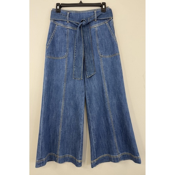 Anthropologie Denim - Pilcro Anthropologie High Rise Crop Wide Leg Jeans Women's 27 Soft Denim Belted